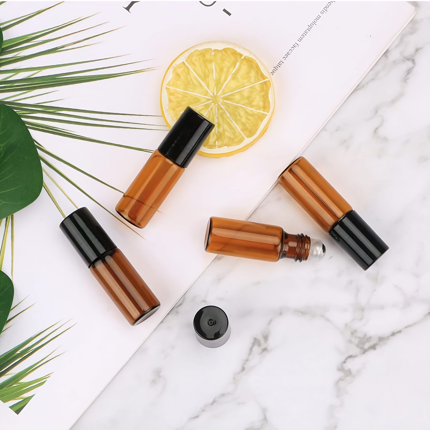 5/10PCS 5/10ml Amber Glass Emp - مراجعة Attar Oil Roll On وسعره